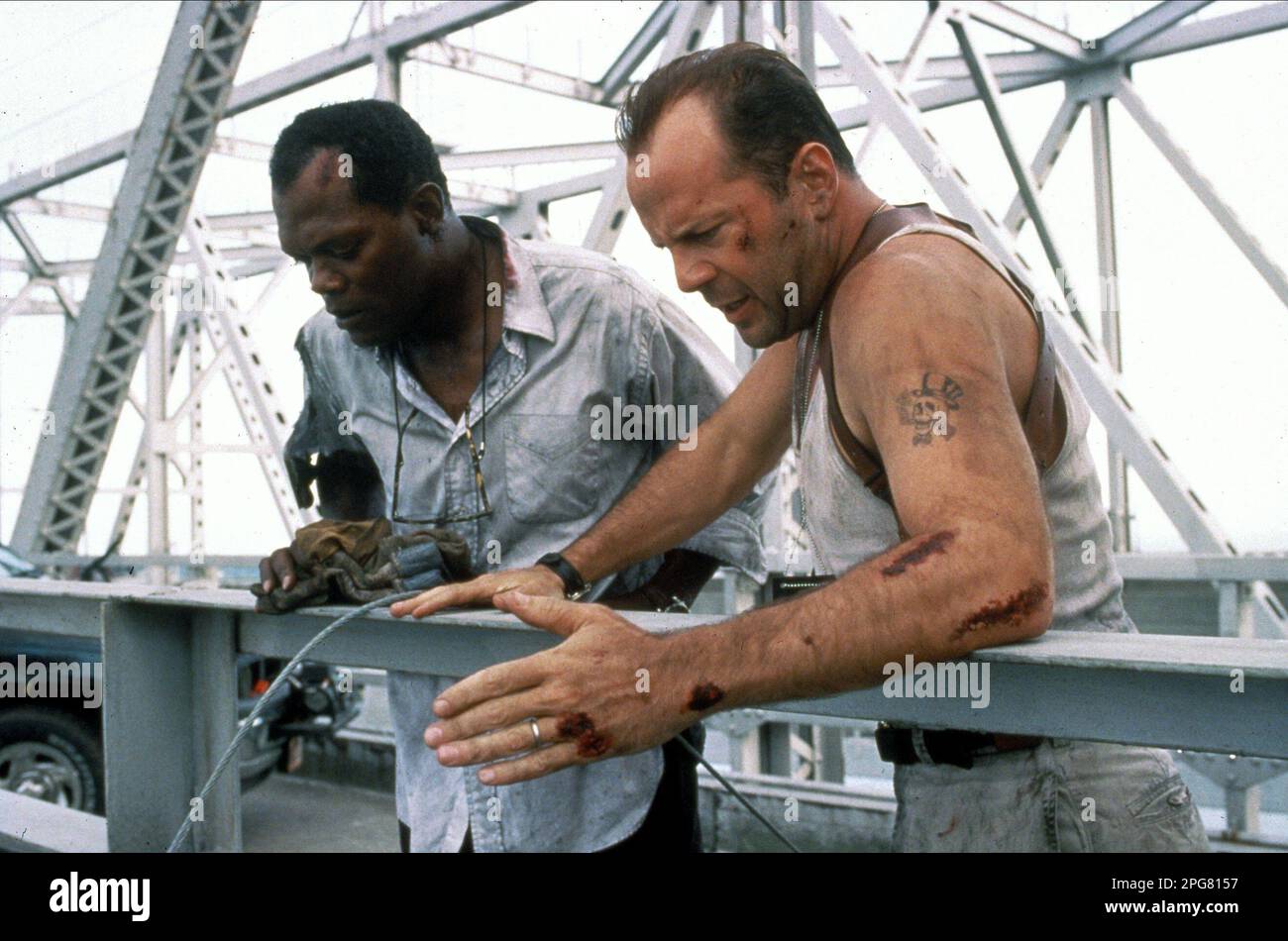 Die Hard 3 Samuel L. Jackson & Bruce Willis Stock Photo