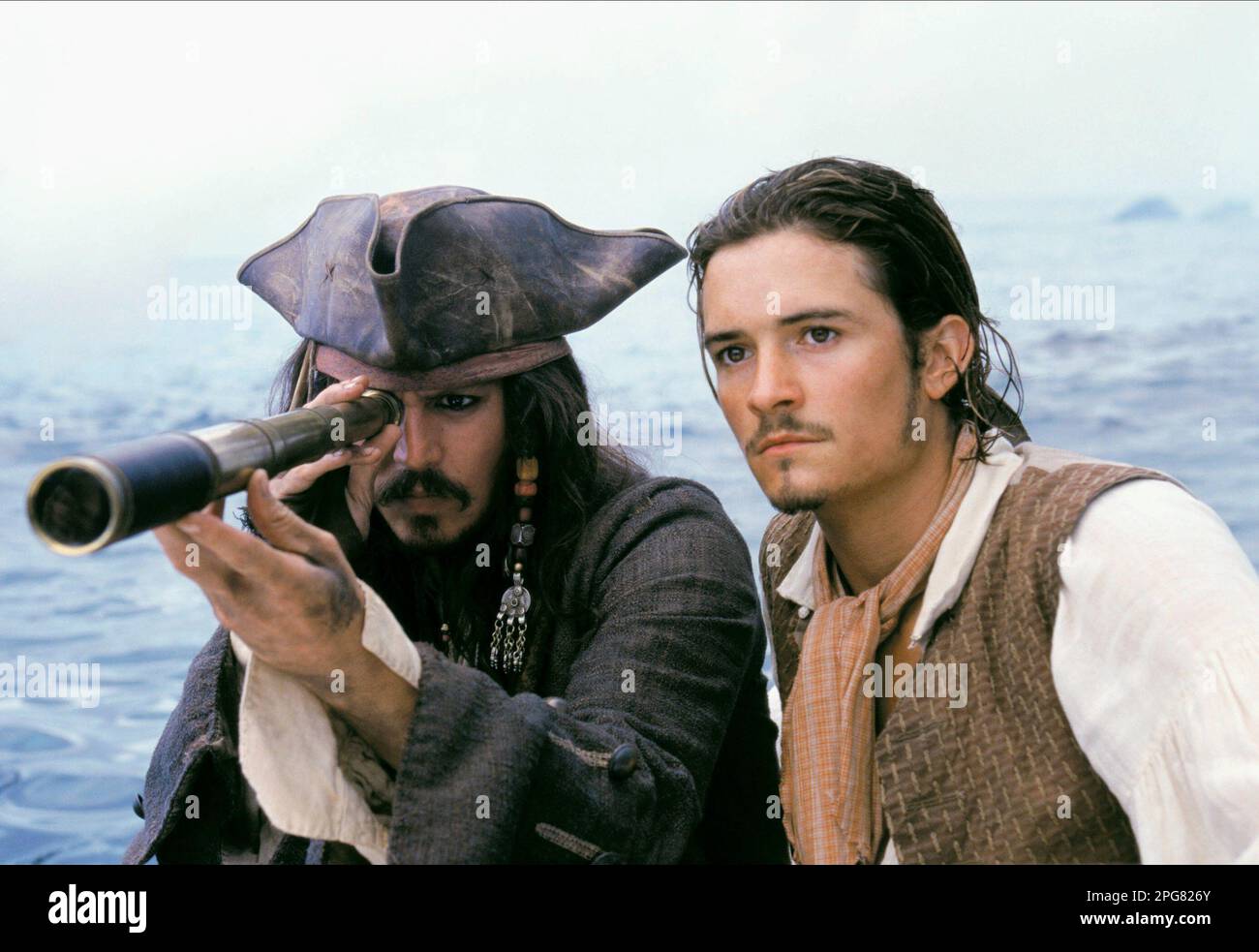 Pirates of the Caribbean  Johnny Depp & Orlando Bloom Stock Photo