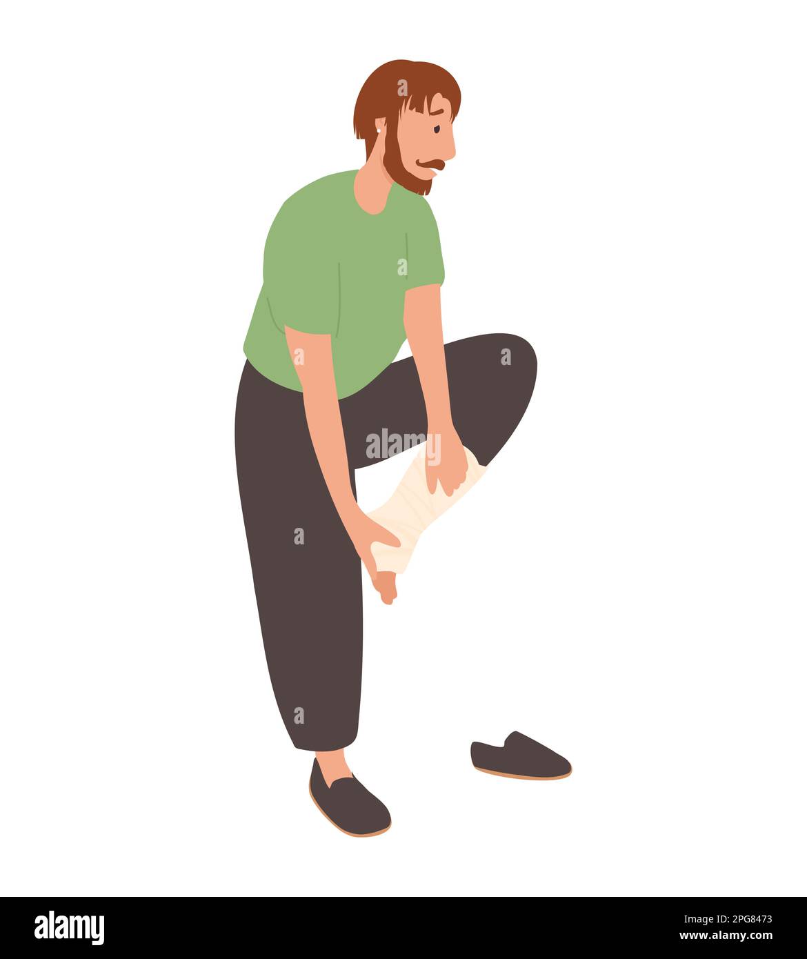 Man plastered foot, broken Leg in cast Stock Vector Image & Art Alamy