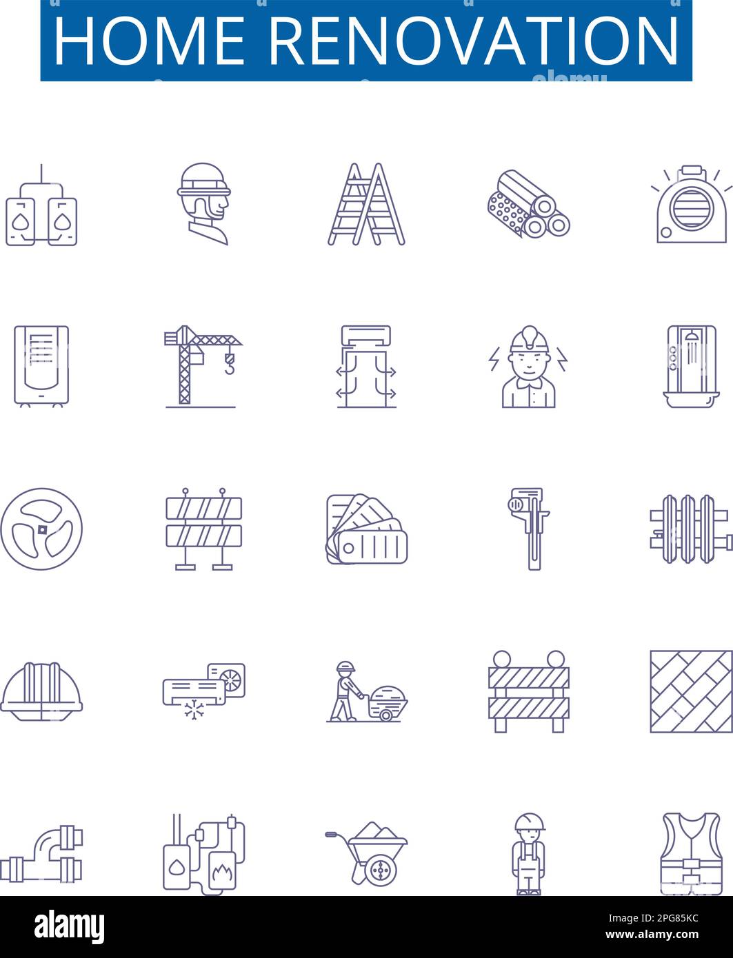 Home renovation line icons signs set. Design collection of Renovate