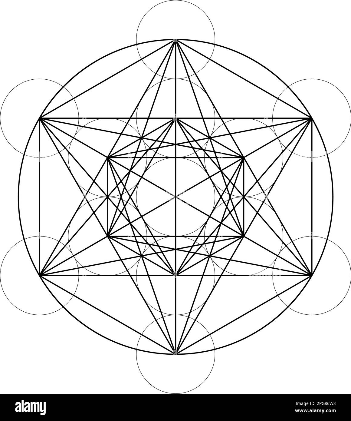 Geometrical figures. Sacred Geometry Davids Star and Metatrons Cube vector illustration Stock Vector