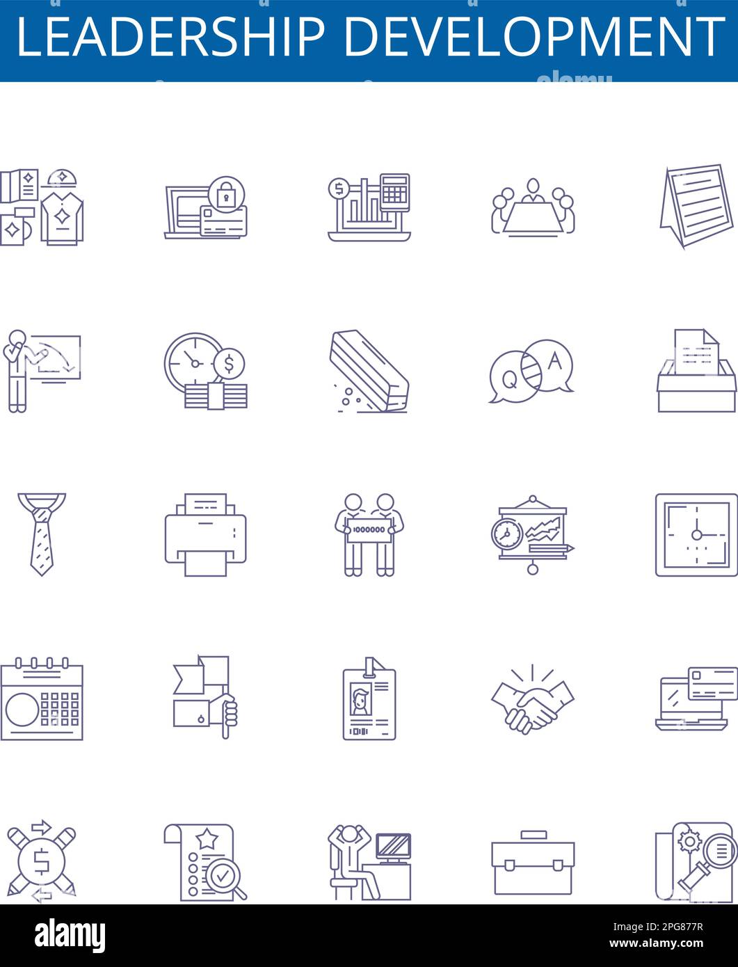 Leadership development line icons signs set. Design collection of