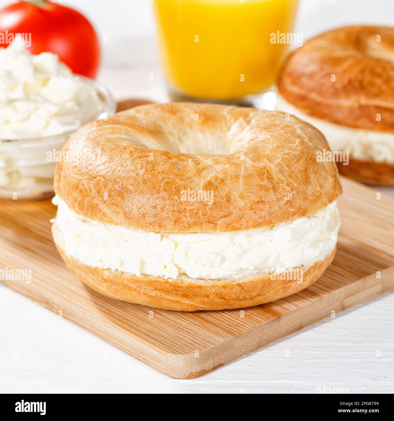 Stuttgart, Germany March 18, 2023 Bagel Roll Sandwich For Breakfast Topped With Cream Cheese
