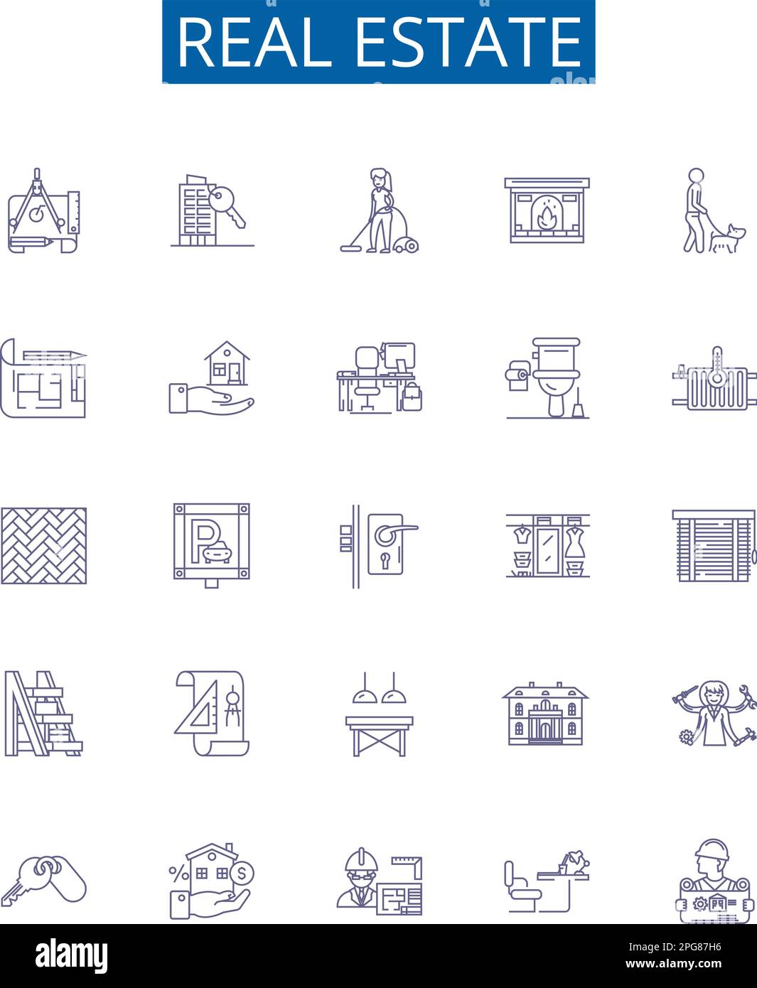 Real estate line icons signs set. Design collection of Property, Homes