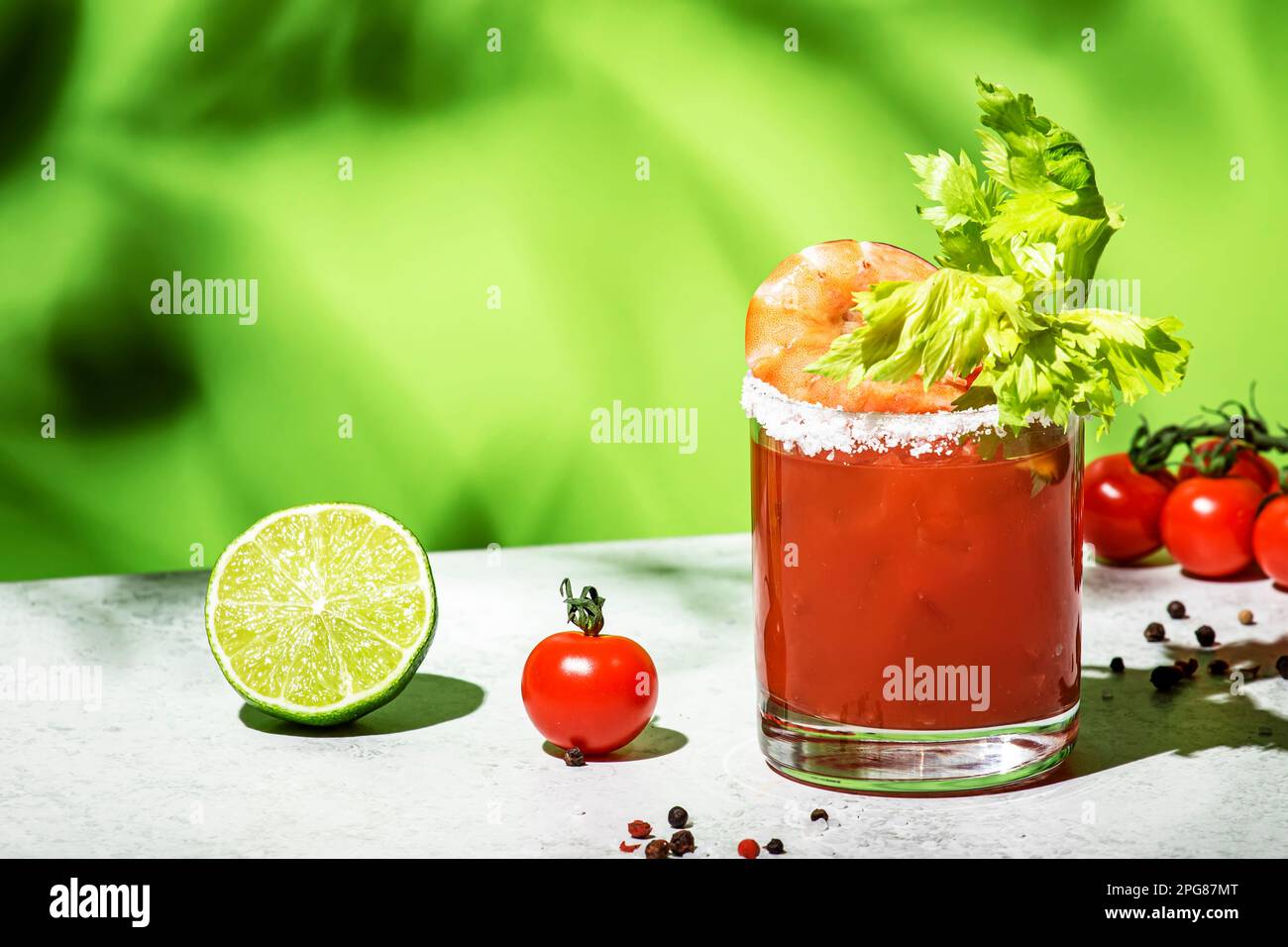 Bloody Caesar alcoholic cocktail drink, version of Bloody Mary with