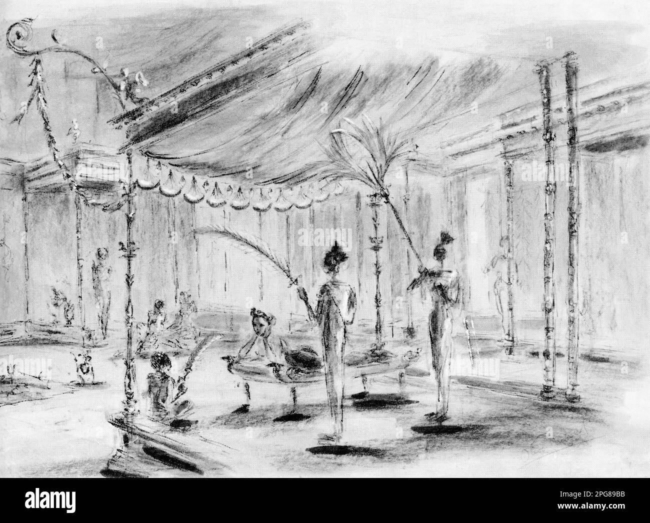 Concept Art / Set Design by Art Director OLIVER MESSEL for the film