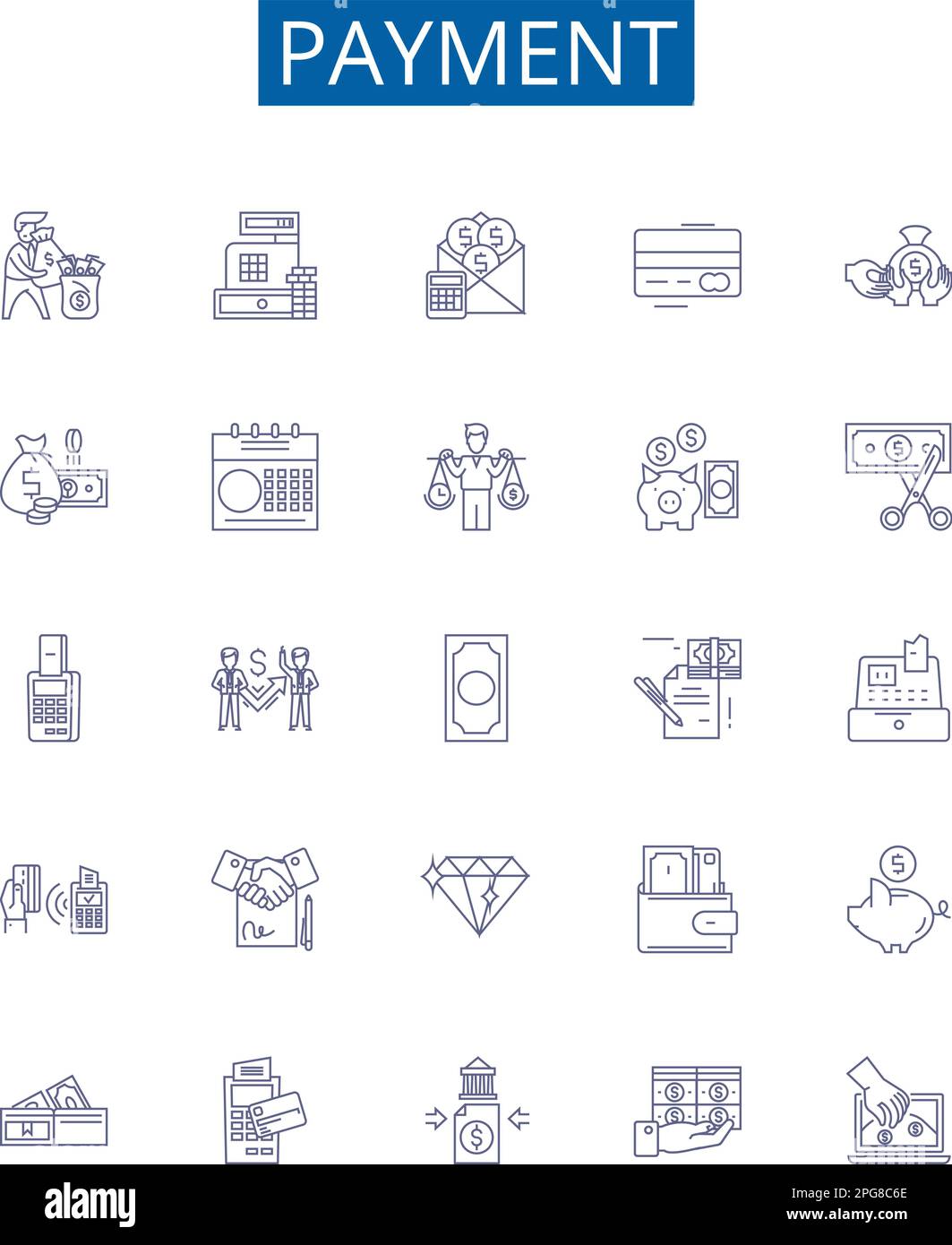 Payment line icons signs set. Design collection of Payment, Remittance ...