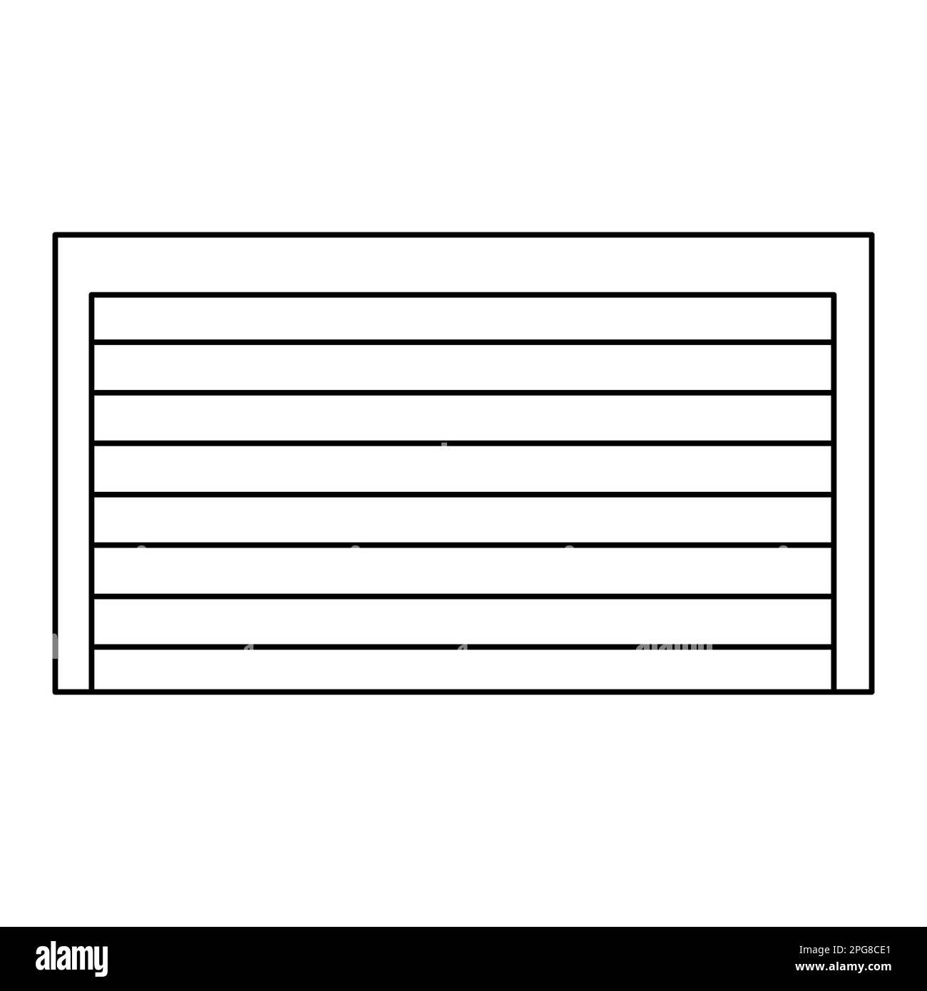 Garage roller closed garage door vector line illustration isolated on