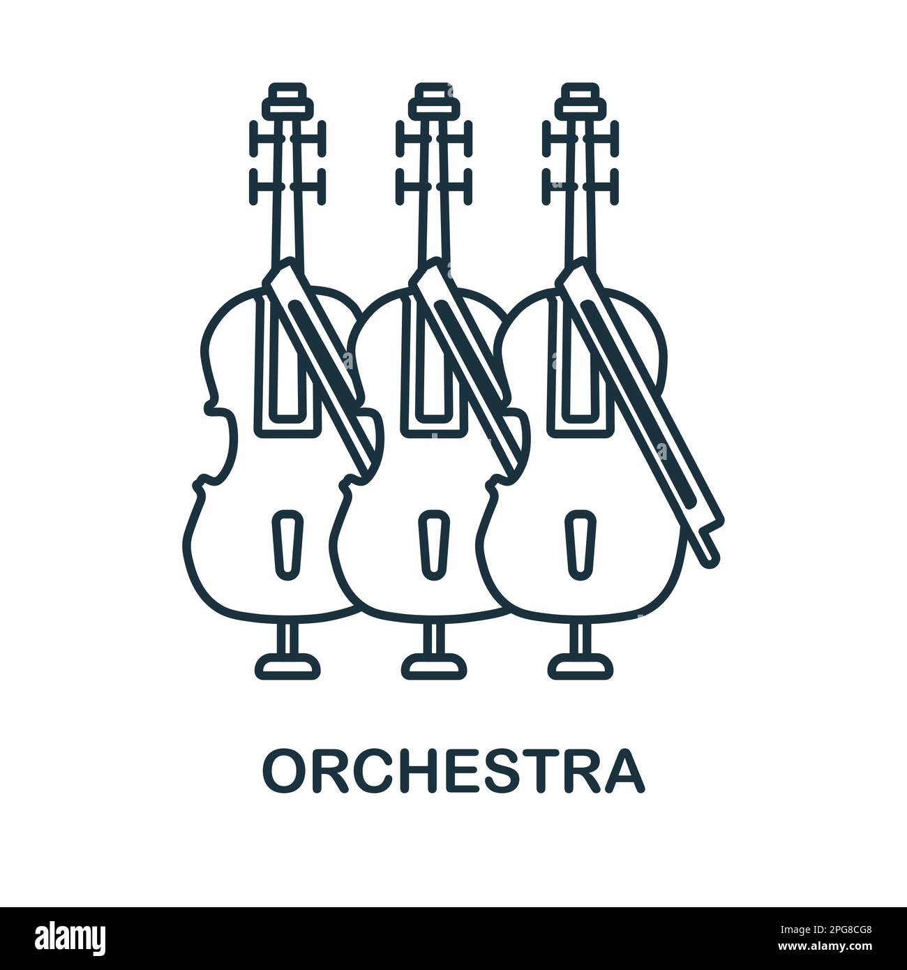 Orchestra line icon. Simple element from musical instruments collection. Creative Orchestra outline icon for web design, templates, infographics and Stock Vector