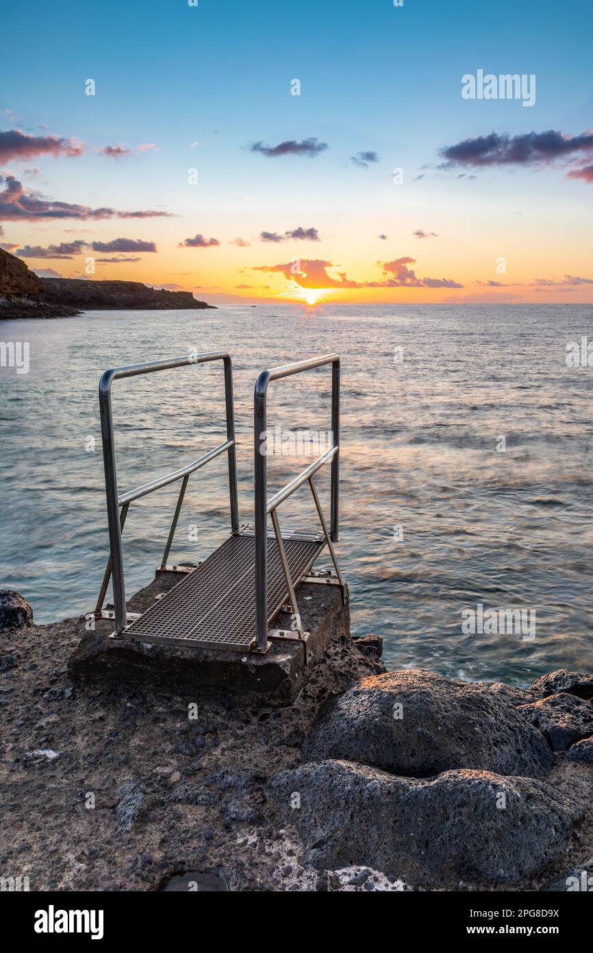 Sunrise at the beach at Costa del Silencio, Tenerife, Spain Stock Photo