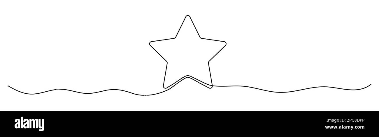 Star shape continuous line drawing. Vector illustration isolated on white. Stock Vector
