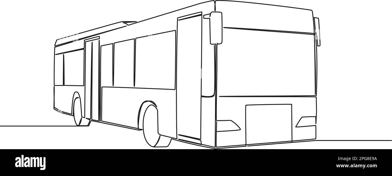continuous single line drawing of public bus, public transport concept, line art vector illustration Stock Vector