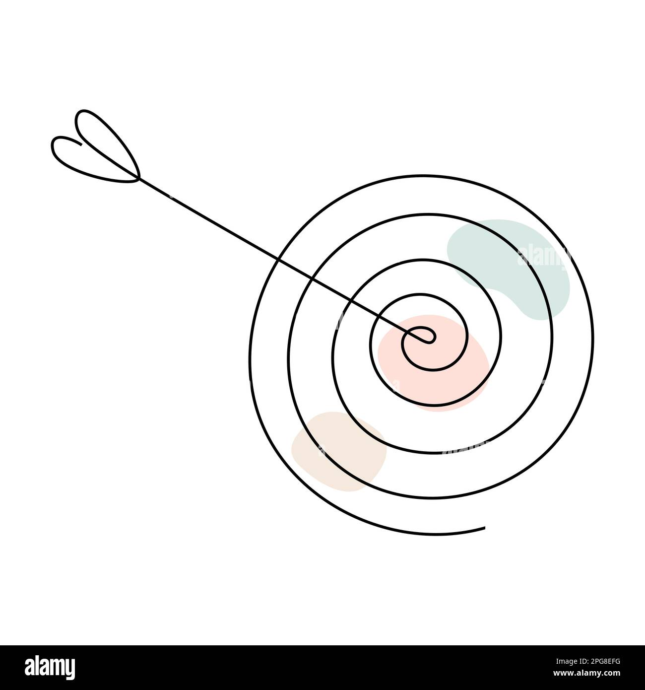 Target Drawing Simppe Target with arrow continuous line drawing. Hand drawn linear goal ...