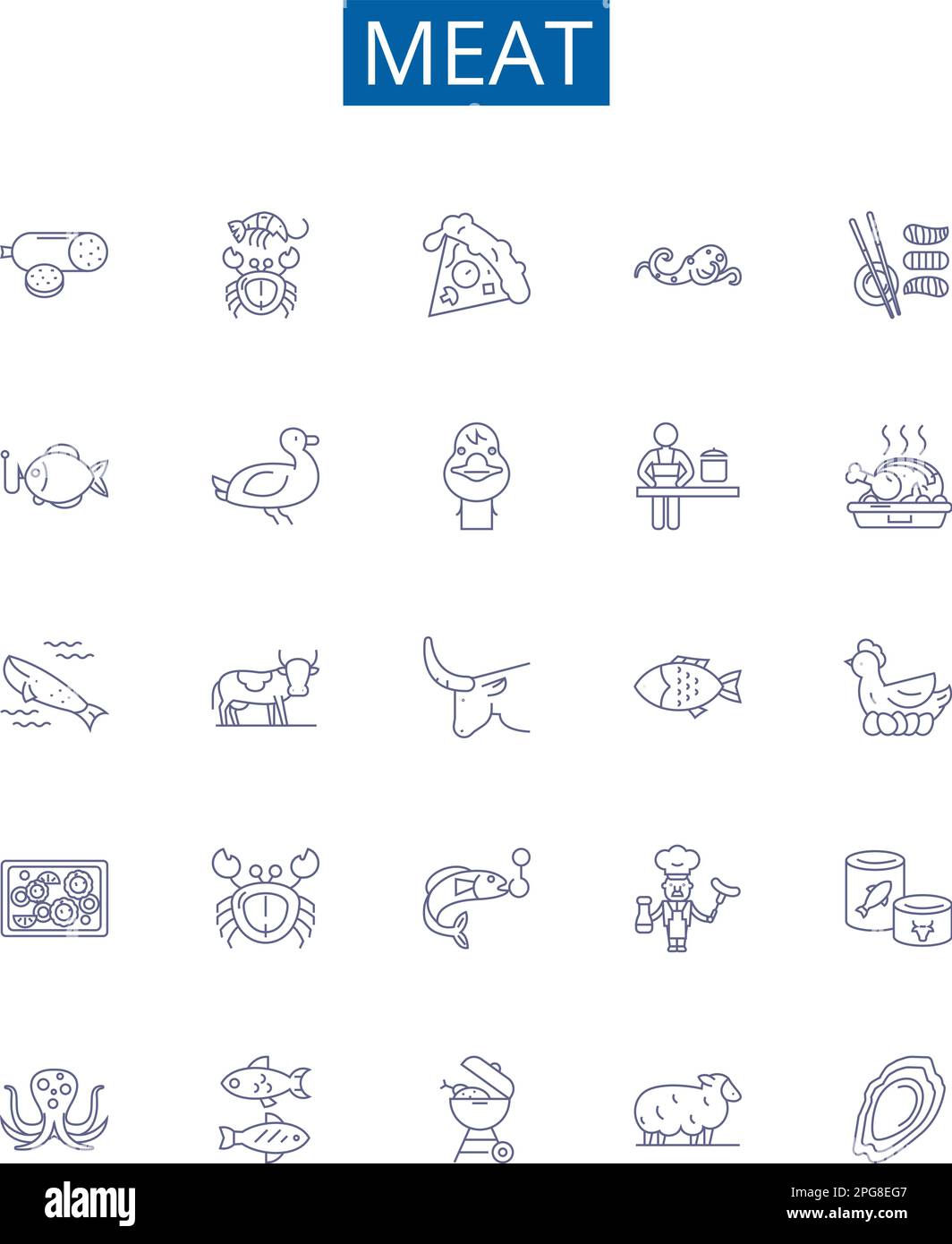 Meat line icons signs set. Design collection of Pork, Beef, Mutton ...