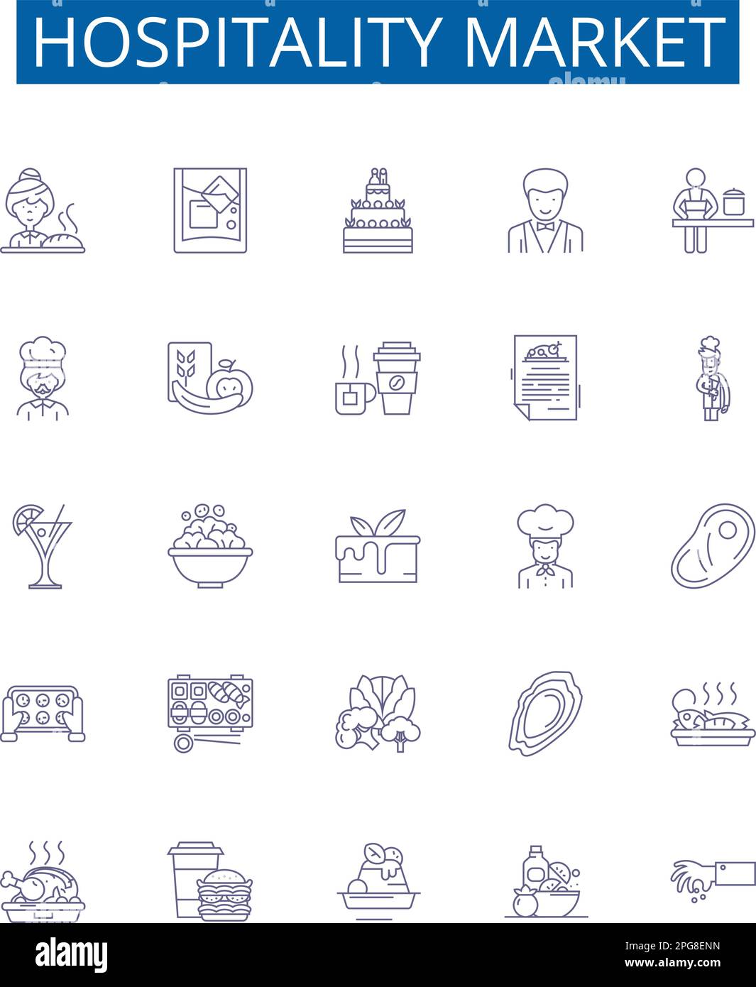 Hospitality market line icons signs set. Design collection of Hotel