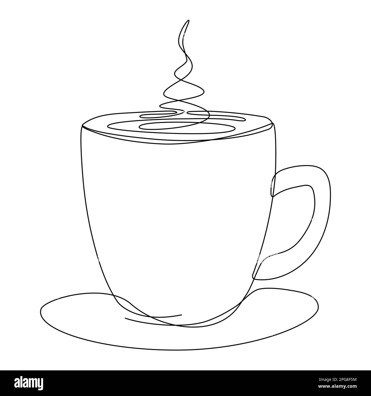 Cup continuous line art. Coffee or tea cup one line drawing. Hot drink