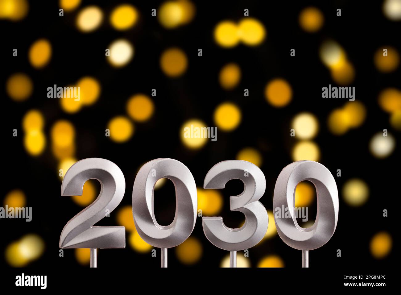 Achievements for the new year 2030 Silver number on dark with