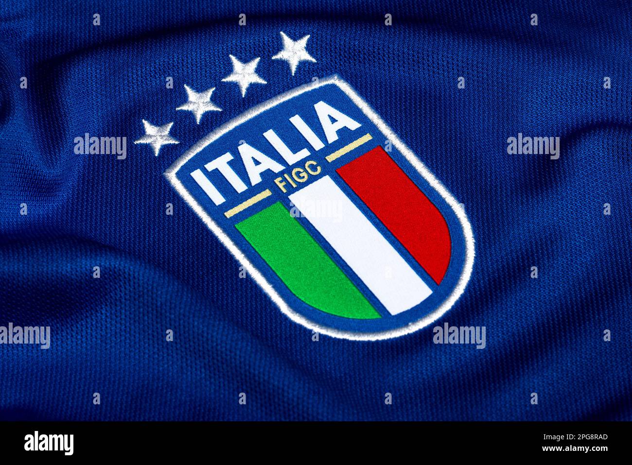 Close up of Italian National Football Team kit Stock Photo
