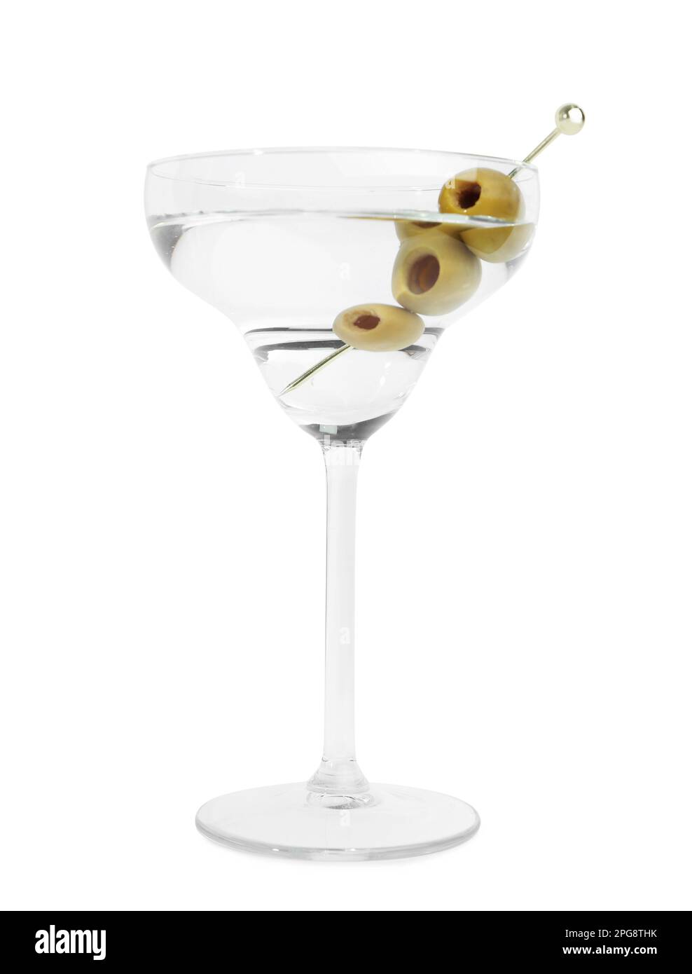 Martini cocktail with olives on white background Stock Photo Alamy