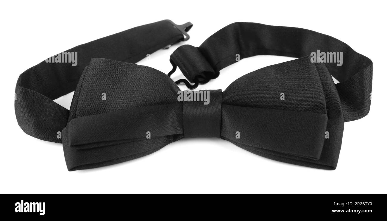 Stylish black bow tie isolated on white Stock Photo
