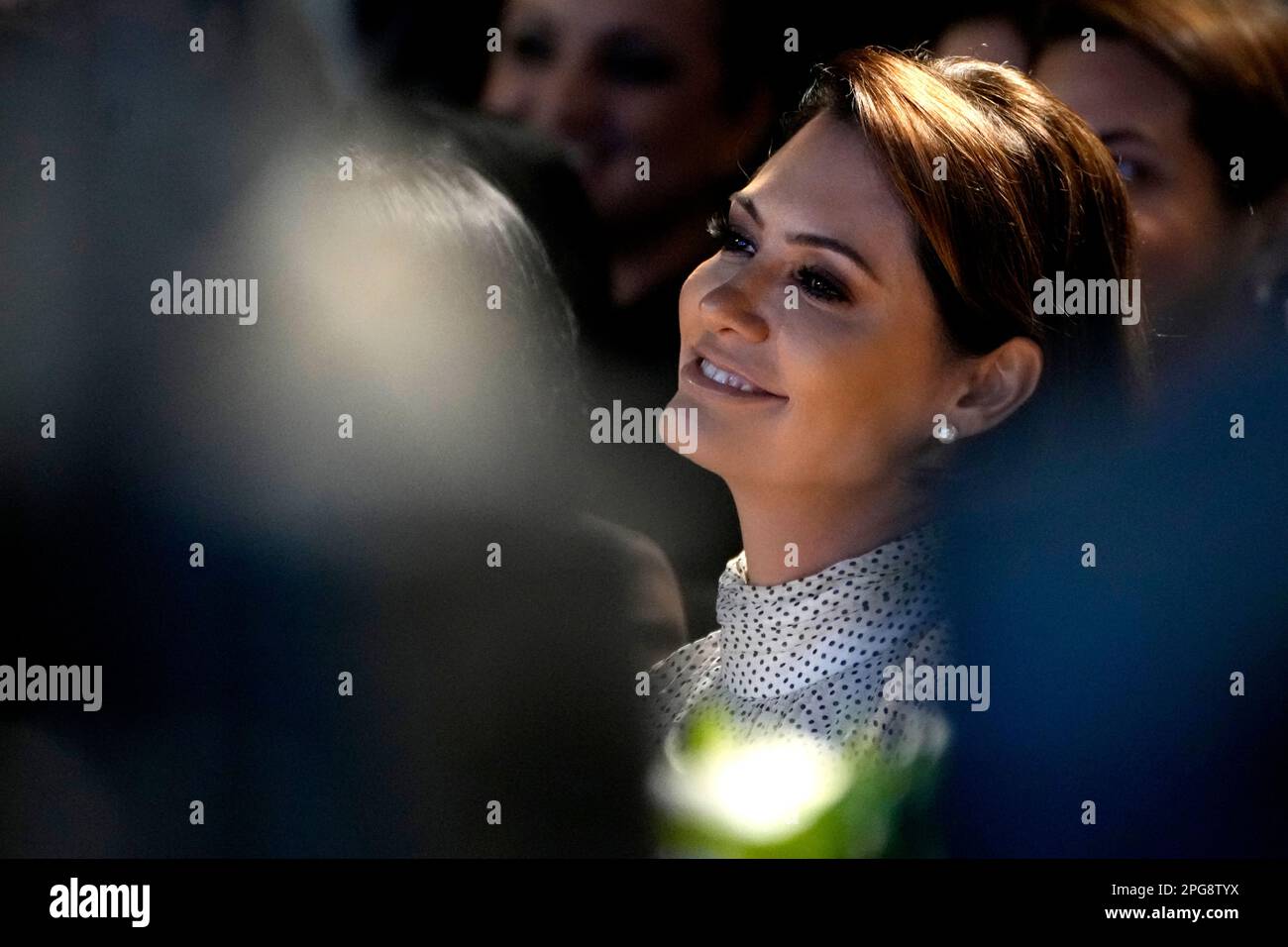 Former first lady Michelle Bolsonaro attends an event where she was ...