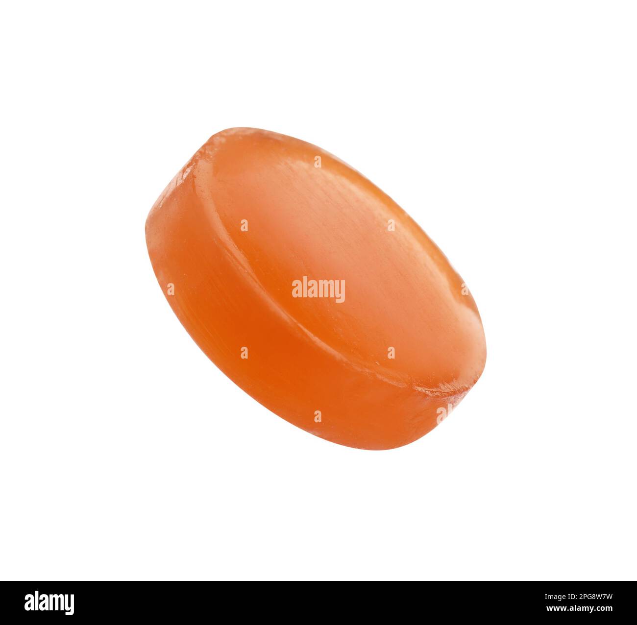 One orange cough drop isolated on white Stock Photo Alamy