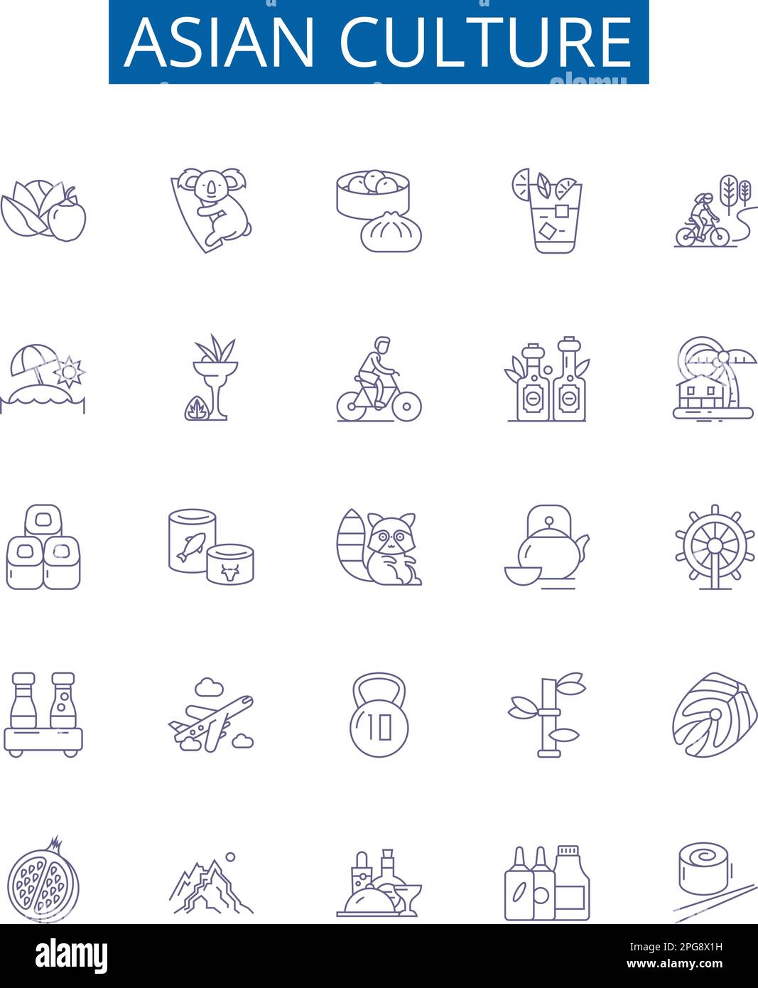 Asian culture line icons signs set. Design collection of Asian, Culture