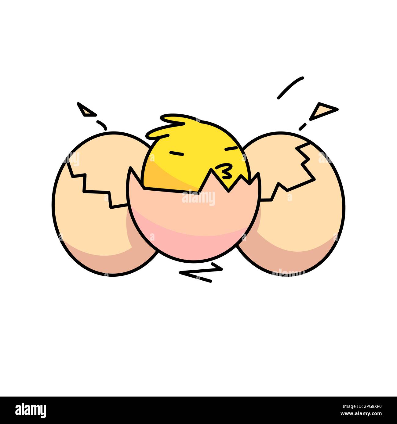 3 hatching easter eggs. flat vector illustration Stock Vector