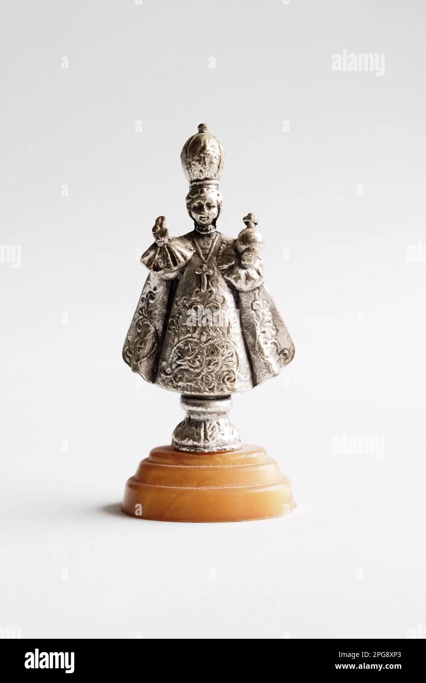 In this Illustration. Statuette symbolizing the infant Jesus of Prague. Stock Photo