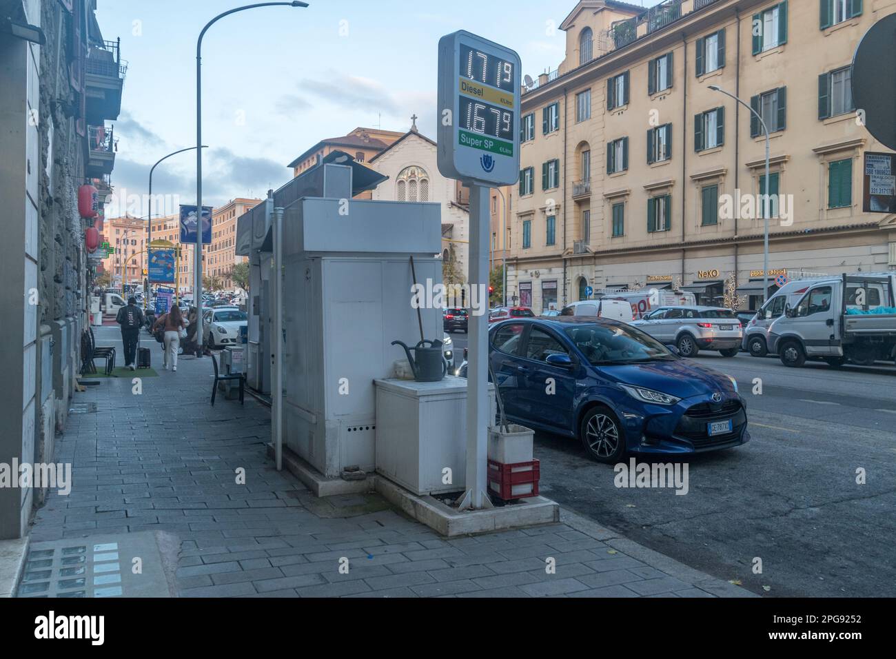 Rome, Italy December 7, 2022 Self servise gas station in Rome Stock