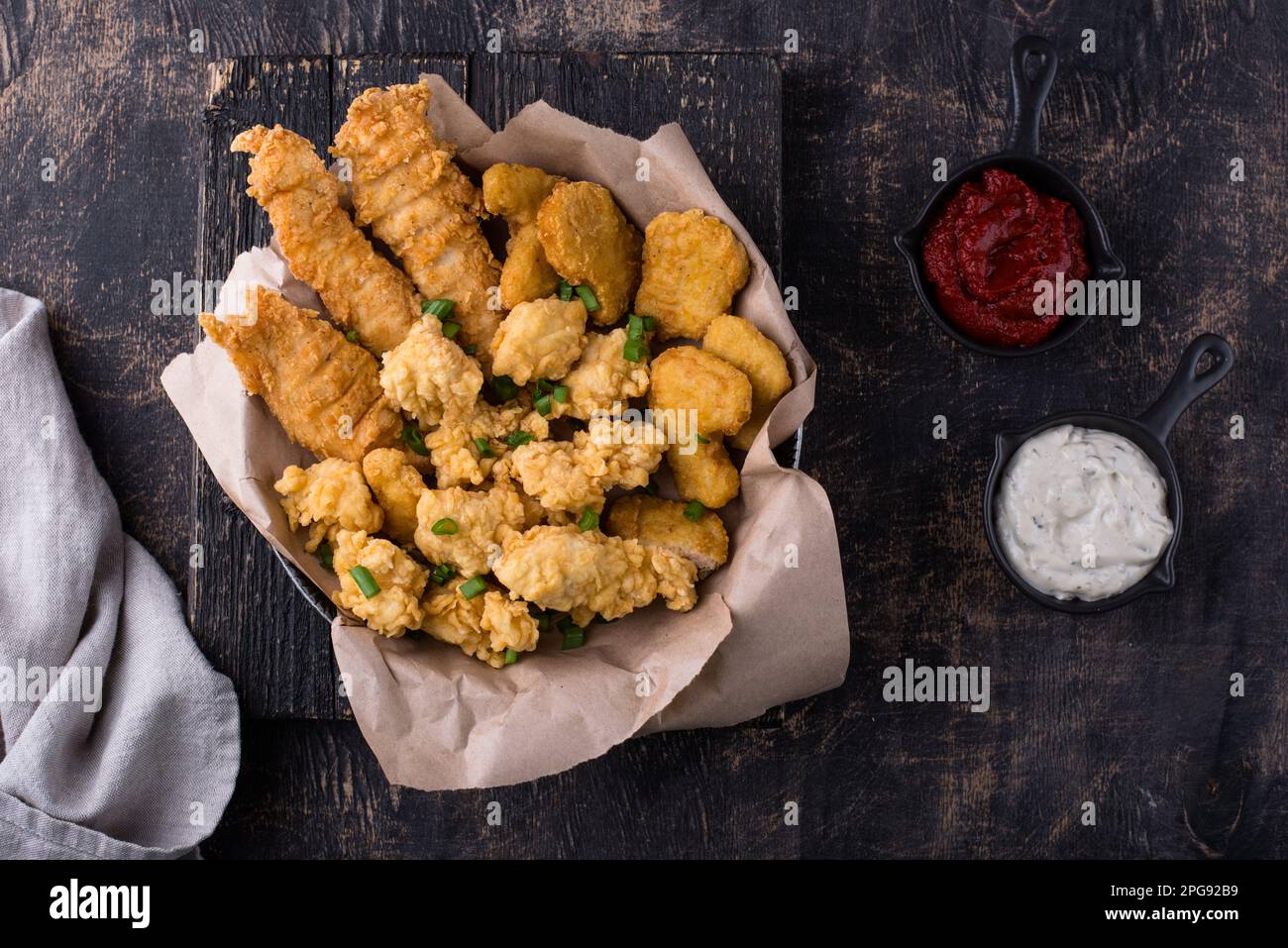 Chicken nuggets, strips and bites Stock Photo Alamy