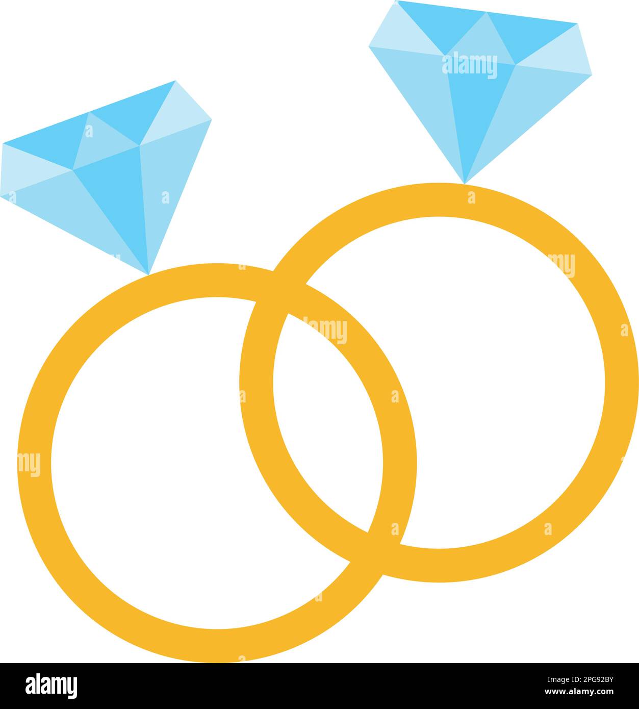 Pair of rings with diamond. Wedding icon concept Vector illustration
