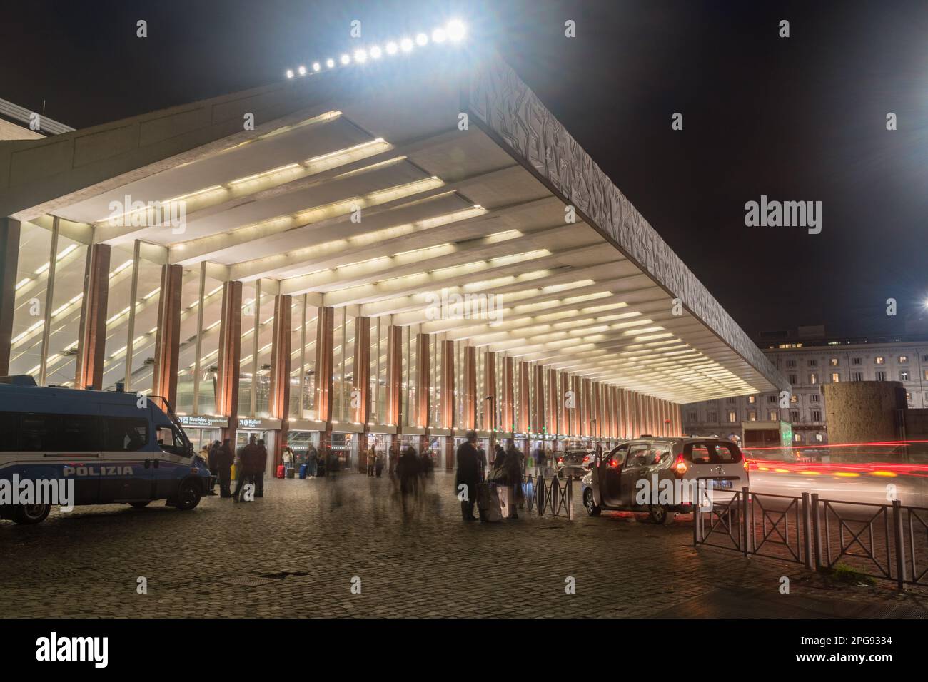 Rome, Italy December 7, 2022 Roma Termini railway station at night