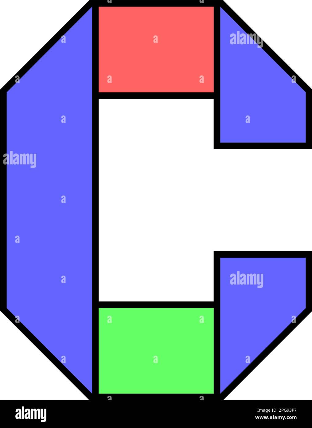 Font alphabet folded from colored paper, letter made in multicolored