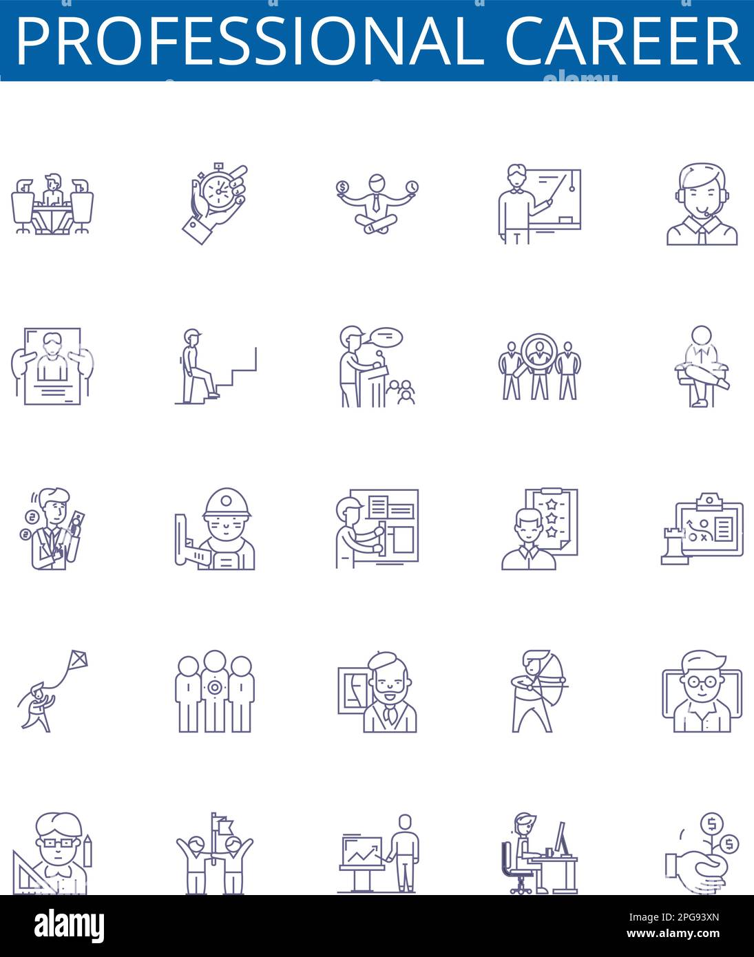 Professional career line icons signs set. Design collection of ...