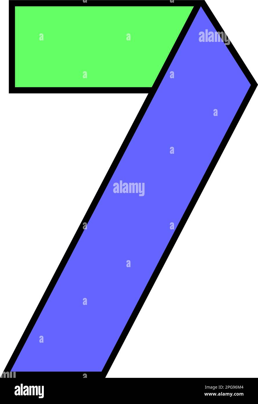 Font alphabet folded from colored paper, Arab number seven logo made in