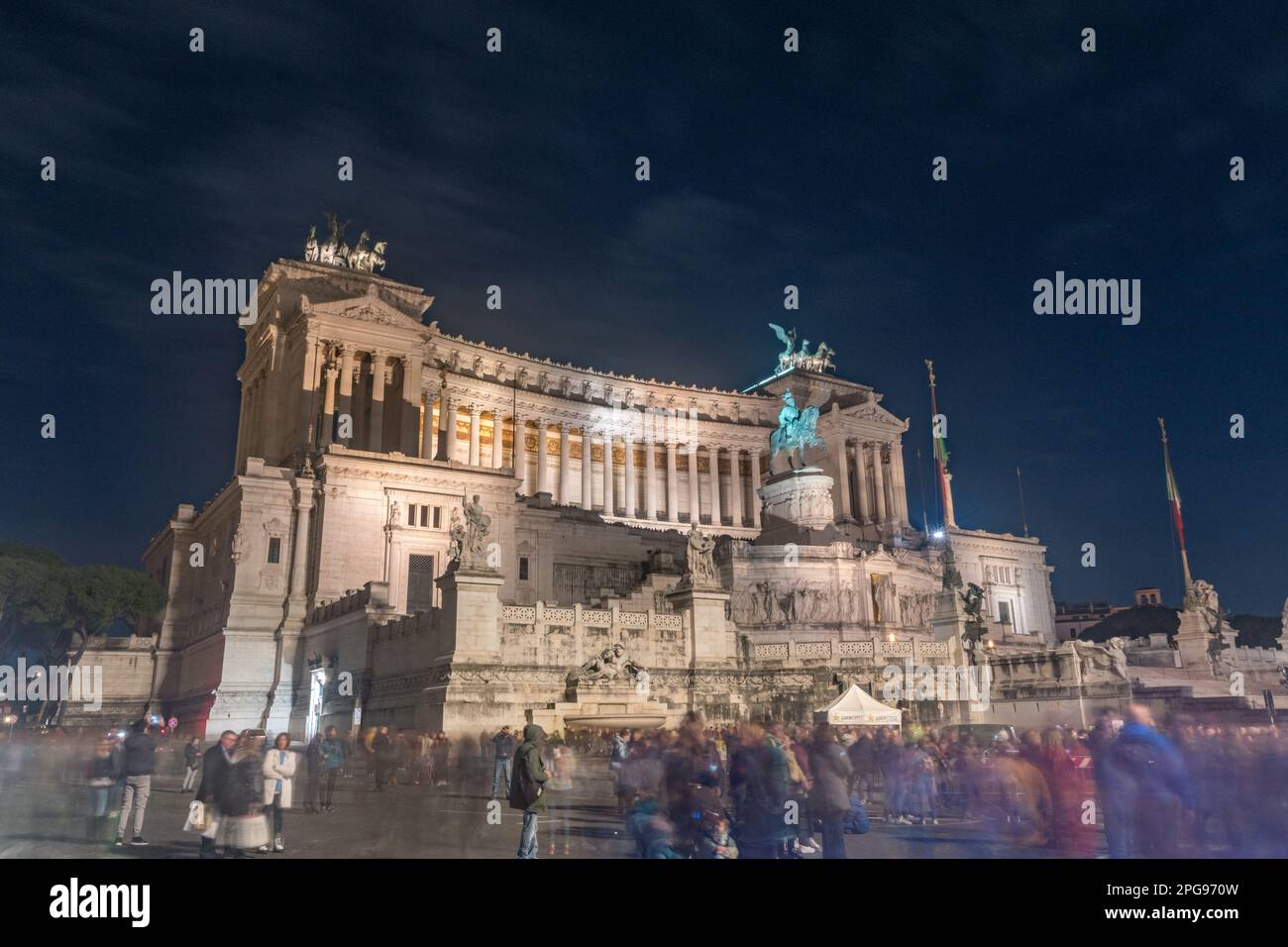 Rome, Italy December 8, 2022 Night view of Il Milite Ignoto (Tomba