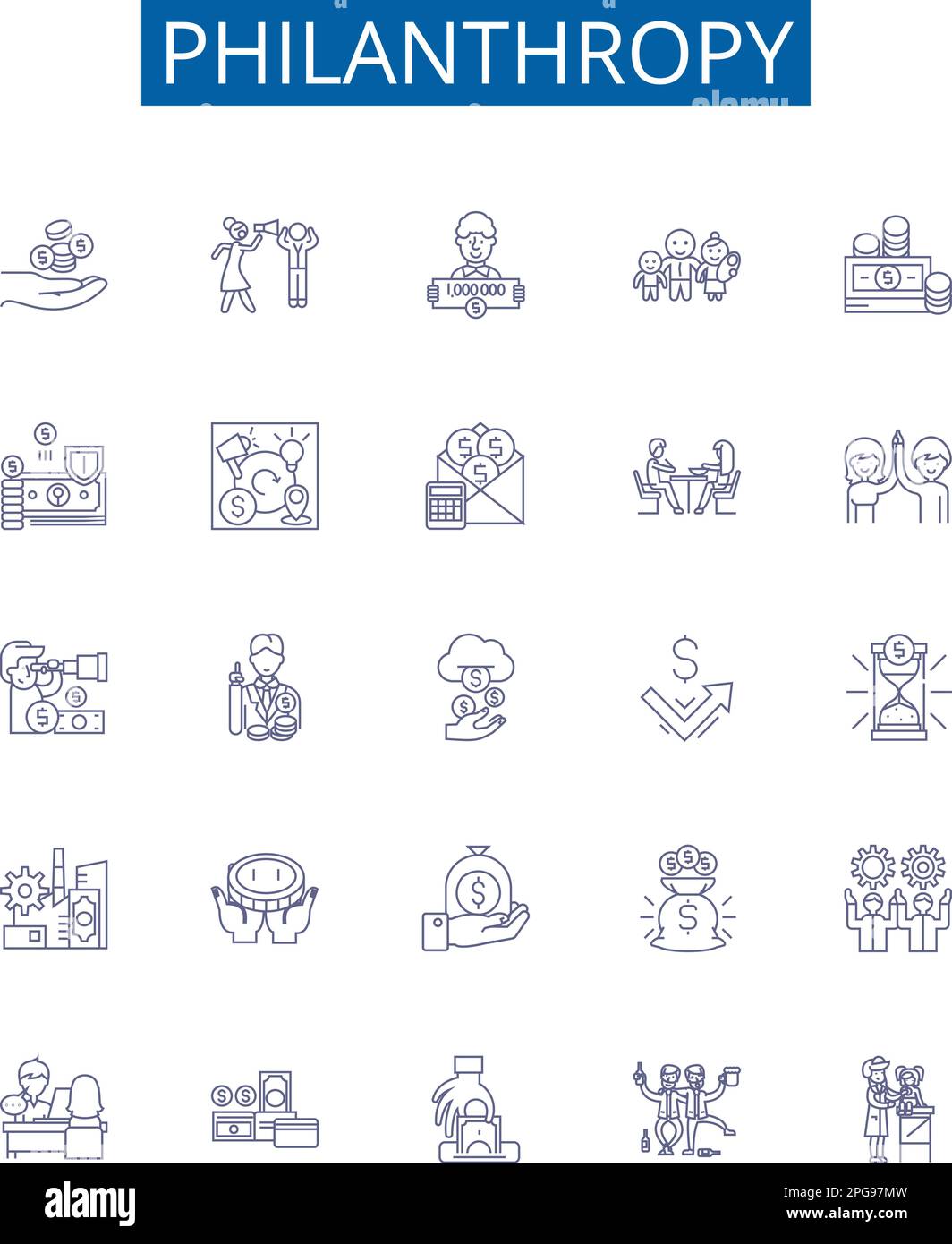 Philanthropy line icons signs set. Design collection of Charitable ...