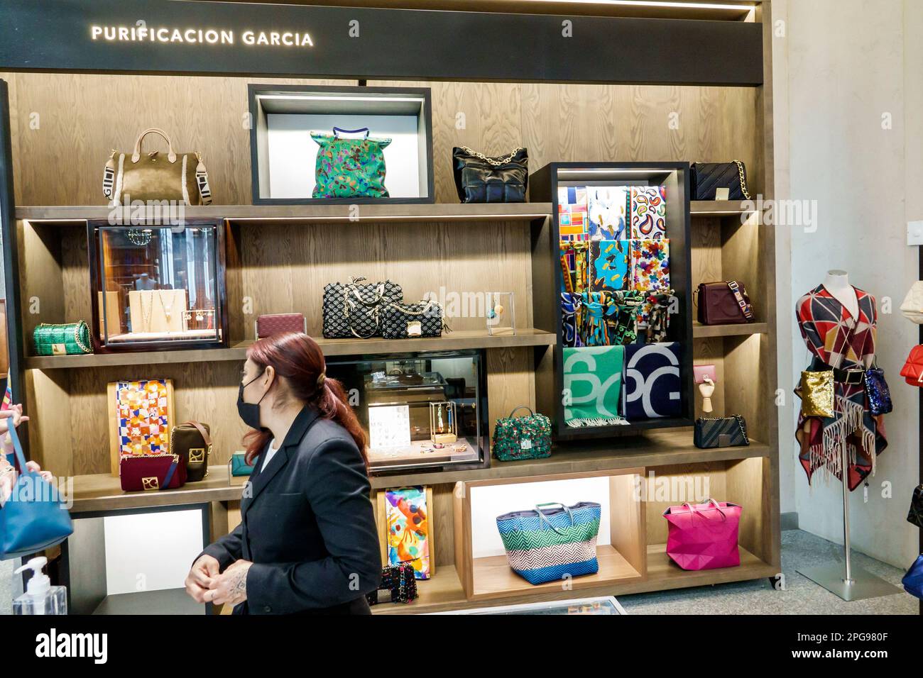 Mexico City,Polanco,El Palacio de Hierro,luxury department store,Purificacion Garcia designer handbags,woman women lady female,adult adults,resident r Stock Photo