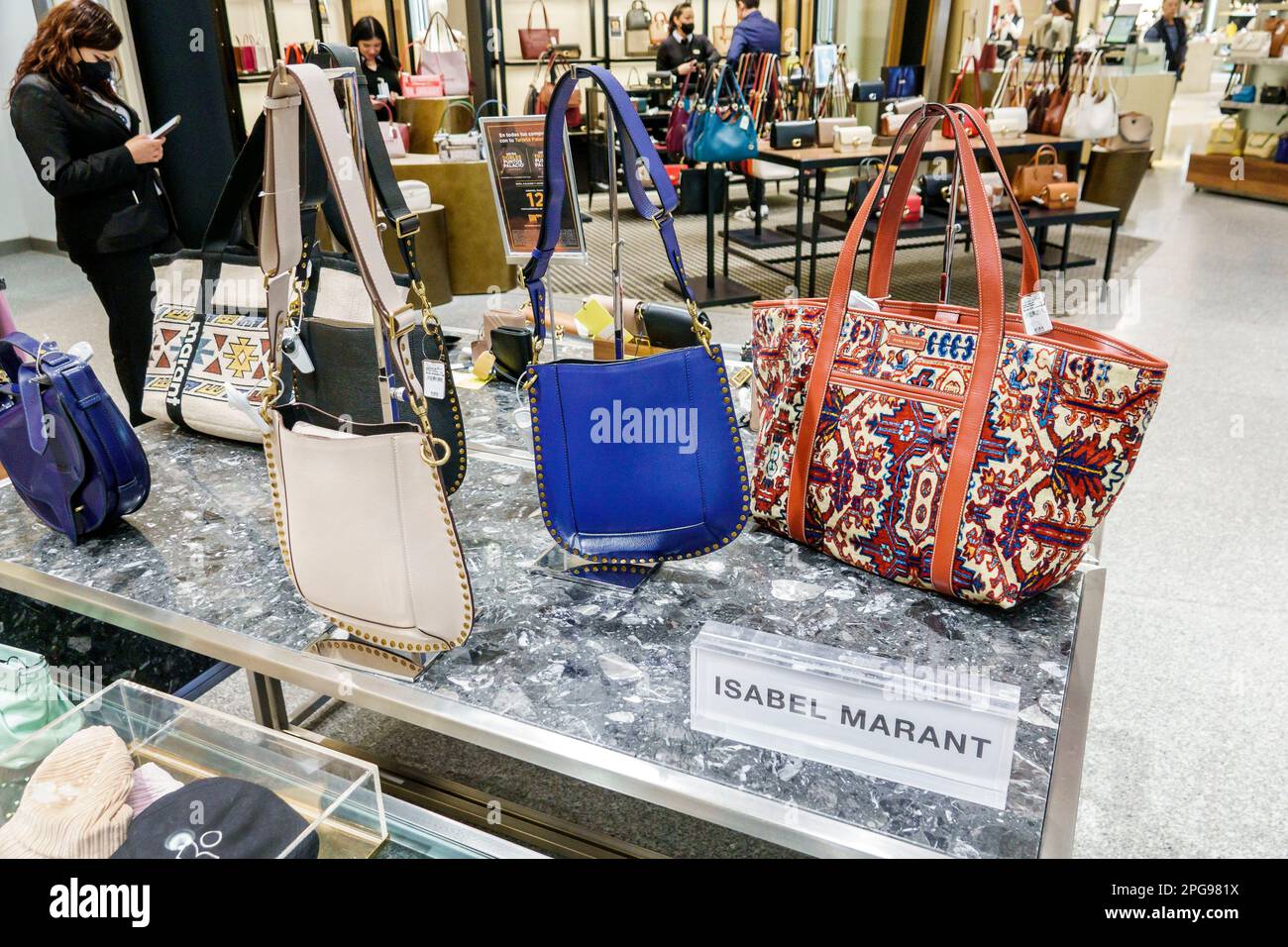 Mexico City,Polanco,El Palacio de Hierro,luxury department store,Isabel Marant designer handbags,woman women lady female,adult adults,resident residen Stock Photo