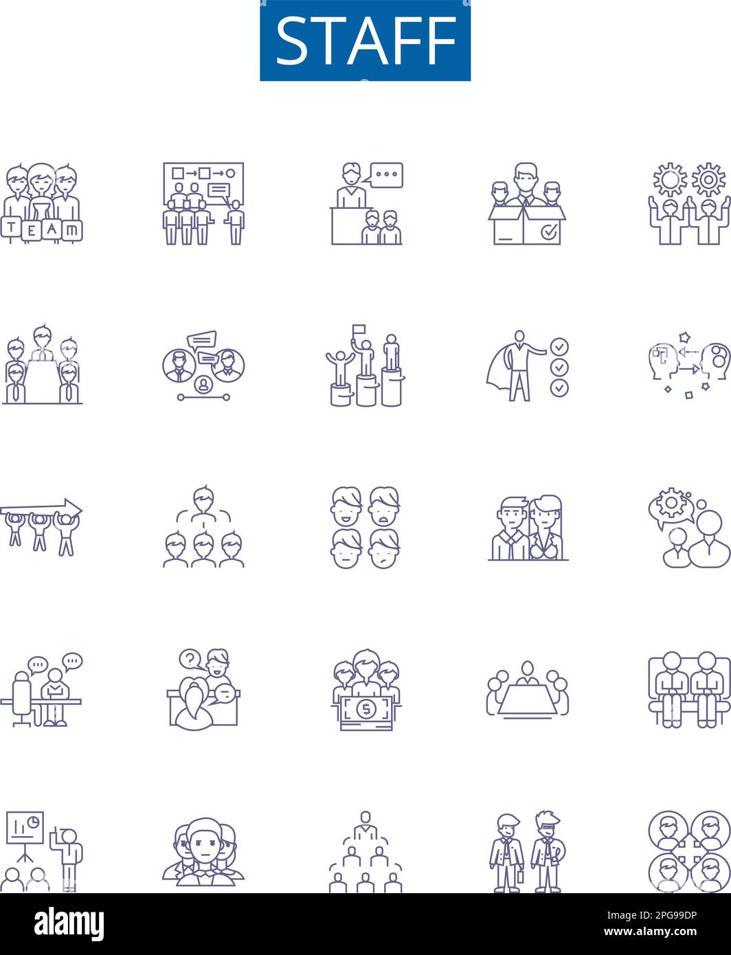 Staff line icons signs set. Design collection of Employees, Crew