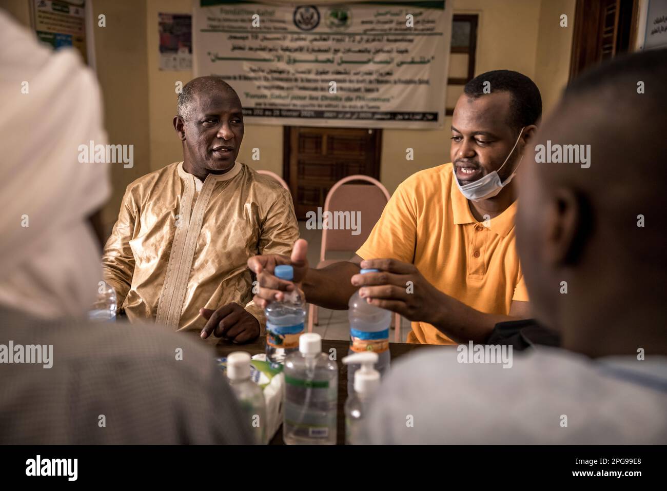 Brahim Ramdhane, former slave and founder of his NGO Sahel Fondation, here in his office in Nouakshott, Mauritania. Because he himself was a slave, he has been fighting against slavery, against the oppression of his Haratin tribe and for fair educational opportunities since he freed himself as a youth. Stock Photo