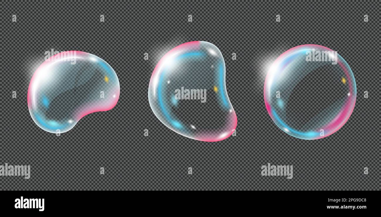 Realistic Soap bubbles collection isolated on transparent background ...