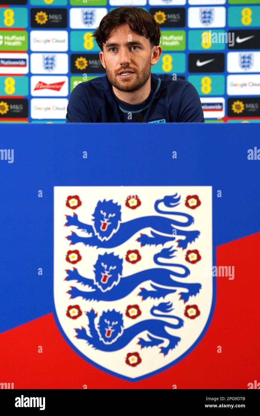England's Ben Chilwell during a media day conference at St. George's Park, Burton-on-Trent. Picture date: Tuesday March 21, 2023. Stock Photo