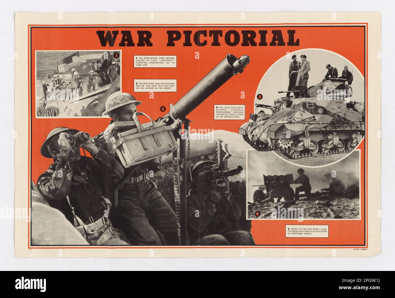 War Pictorial. Country: England. 1942 - 1945.  Office for Emergency Management. Office of War Information. Domestic Operations Branch. Bureau of Special Services. 3/9/1943-9/15/1945. World War II Foreign Posters Stock Photo
