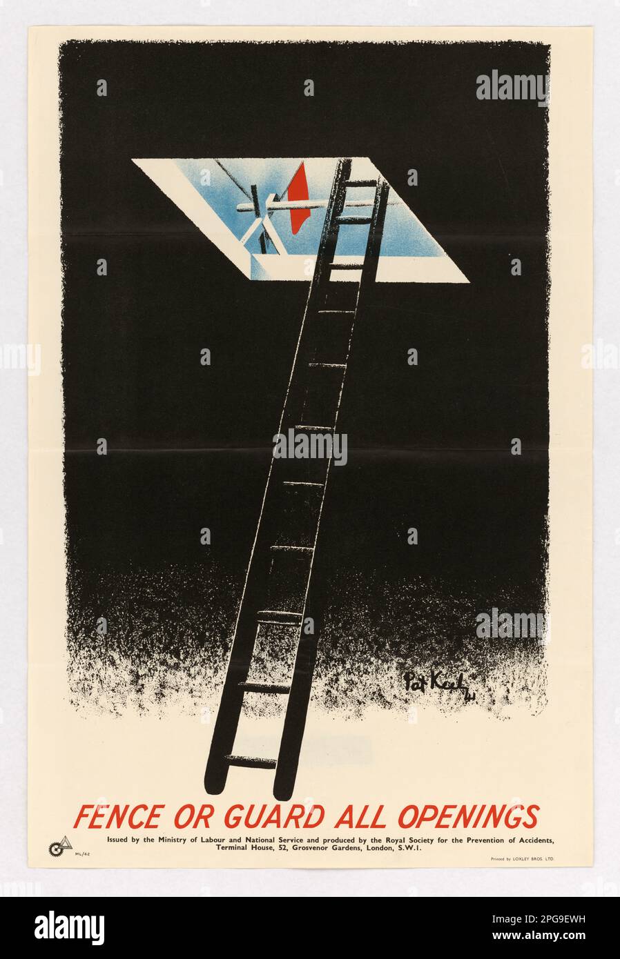 Fence or Guard All Openings. Country: England Artist: Pat Keely Printed By: Loxley Bros. Ltd.. 1942 - 1945.  Office for Emergency Management. Office of War Information. Domestic Operations Branch. Bureau of Special Services. 3/9/1943-9/15/1945. World War II Foreign Posters Stock Photo