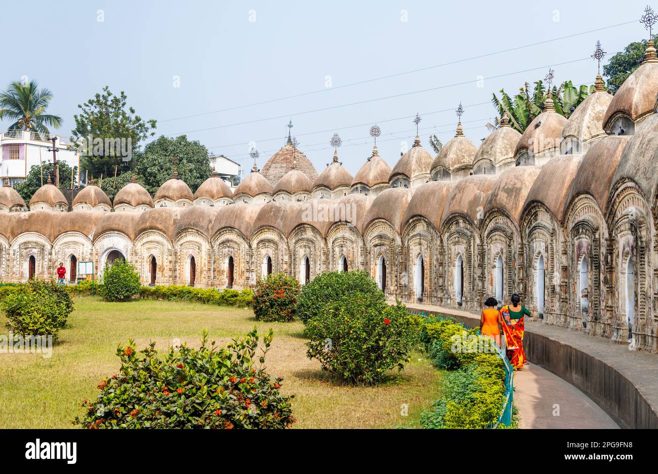 The iconic Hindu circular Nava Kailash or 108 Shiv Mandirs in Kalna or Ambika Kalna, a town in the Purba Bardhaman district of West Bengal, India Stock Photo