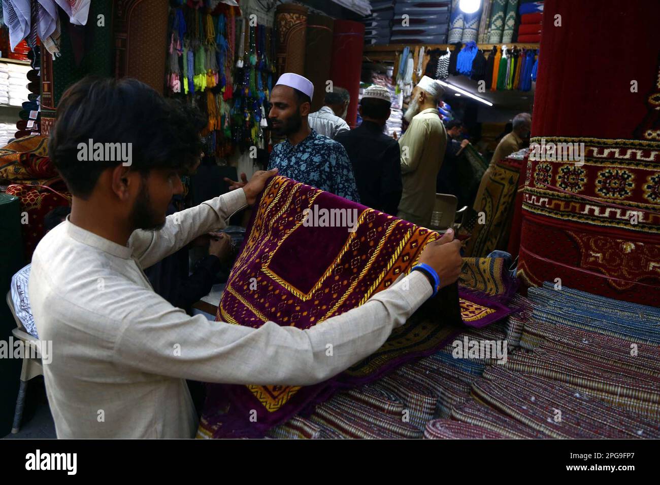 Prayer mat, caps and beads being selling as a demand of prayer mat, caps and beads increase in