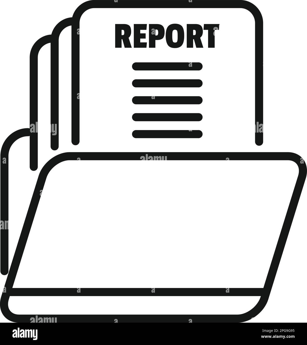 Report data folder icon outline vector. Business document. Chart ...