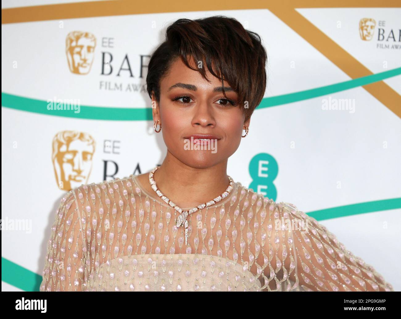 Hoyeon Jung photographed during The 2023 EE BAFTA Film Awards Red Carpet  Arrivals at The Royal Festival Hall in London, UK on 19 February 2023 .  Picture by Julie Edwards Stock Photo - Alamy